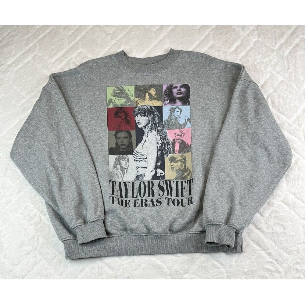 Taylor Swift Eras Tour Crewneck Sweatshirt Large Gray Concert Pullover - Picture 2 of 6